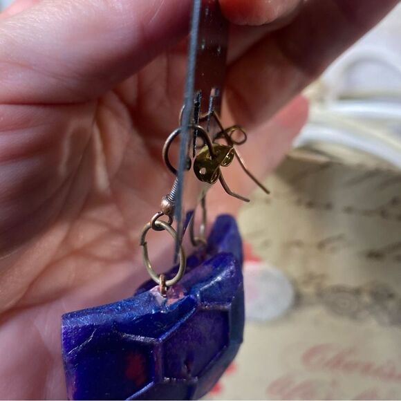 Tinkerbead Designs Handcrafted Earrings Hexagon Patterned Dangle Style - Picture 2 of 6